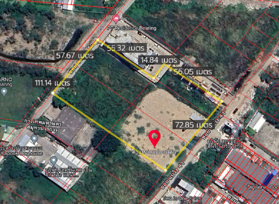 Land for sale, Soi Bearing 39, Soi 41, near BTS Bearing, only 7 minutes.