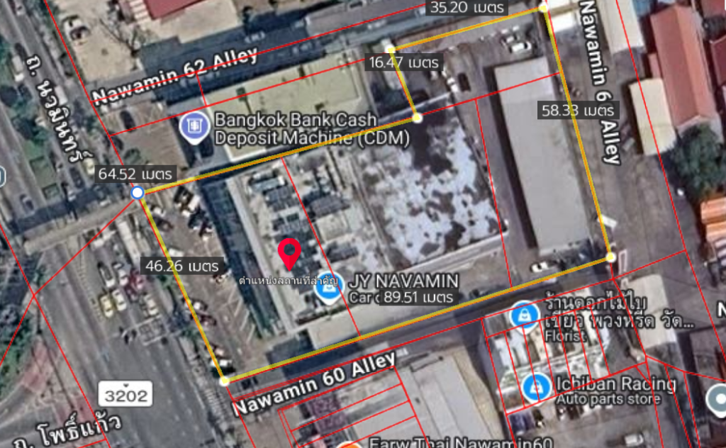 ขายที่ดินติดถนนใหญ่นวมินทร์ 2 ไร่ 3 งาน 54 ตร.ว. ใกล้รถไฟฟ้าสายสีน้ำตาล