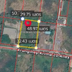 ขายที่ดินกรุงเทพกรีฑา 18 แยก 3 เนื้อที่ 1 ไร่ ถมแล้ว ผังสีเหลือง ย.3 แปลงสวย