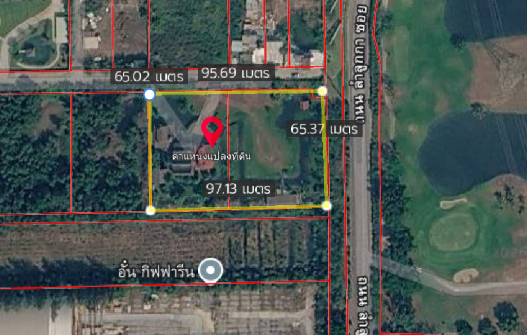 ขายที่ดินพร้อมบ้านทรงไทย ลำลูกกา ซอย 71 เนื้อที่ 5 ไร่ 94 ตร.ว. ทำเลดี ใกล้ทางด่วน